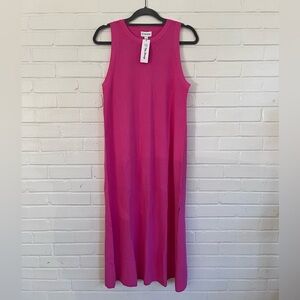 The Drop Gabriela High Neck, Sleeveless Midi in Hot Pink, SZ L NEW WITH TAGS! 👛